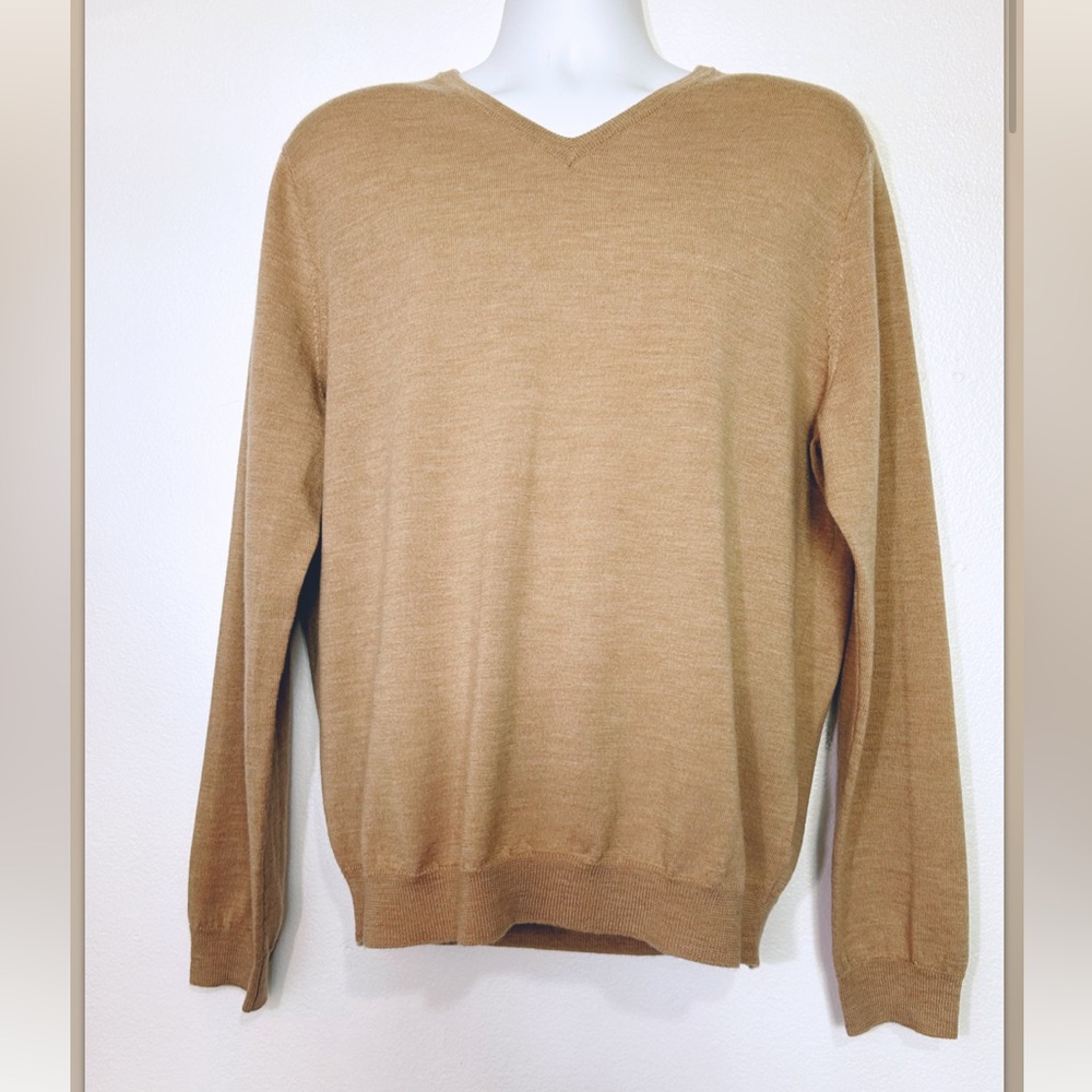J. Crew Mens Size XLarge 100% Merino Wool Knit V Neck Shirt